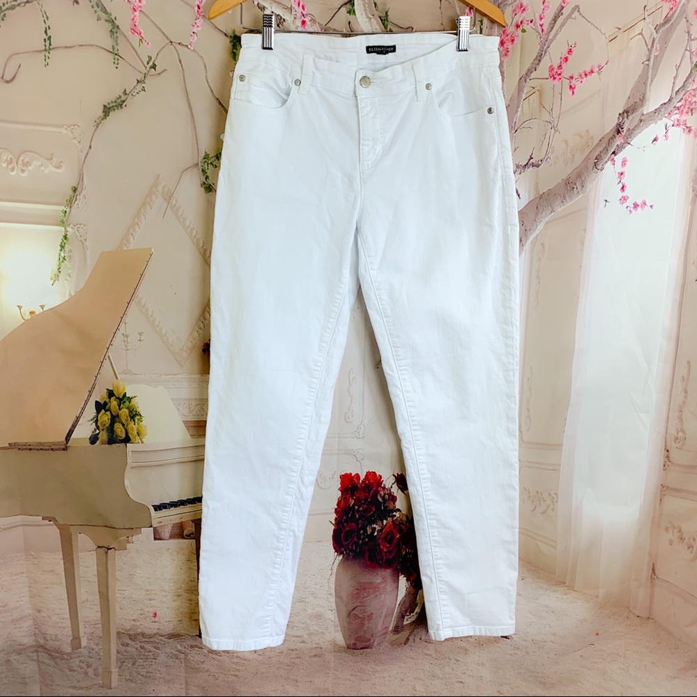 Eileen Fisher White Straight Leg Stretch Jeans